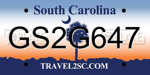 GS2G647 South Carolina License Plate