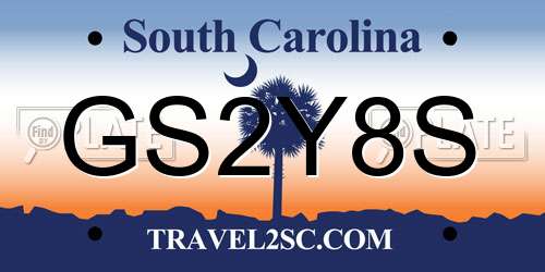 GS2Y8S South Carolina License Plate