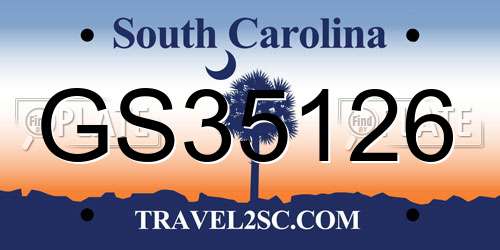 GS35126 South Carolina License Plate
