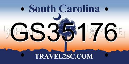 GS35176 South Carolina License Plate
