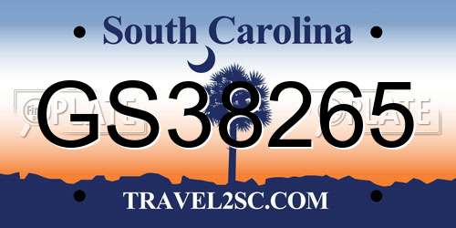 GS38265 South Carolina License Plate