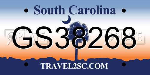 GS38268 South Carolina License Plate