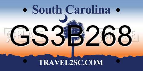 GS3B268 South Carolina License Plate