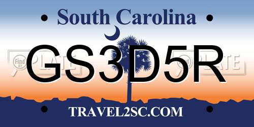GS3D5R South Carolina License Plate