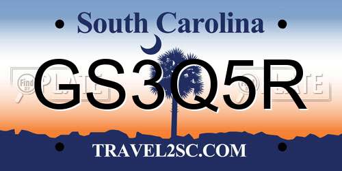 GS3Q5R South Carolina License Plate