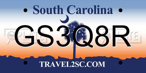GS3Q8R South Carolina License Plate