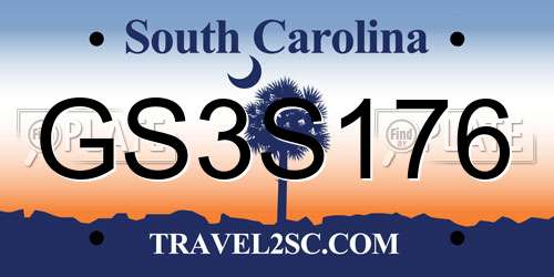 GS3S176 South Carolina License Plate