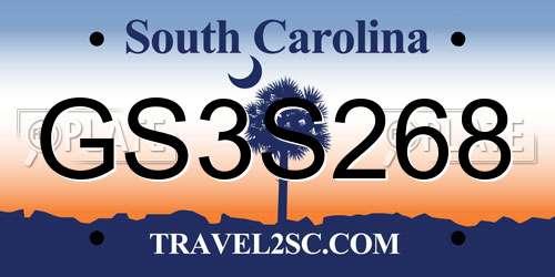 GS3S268 South Carolina License Plate