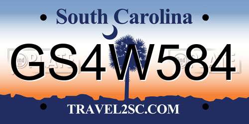 GS4W584 South Carolina License Plate