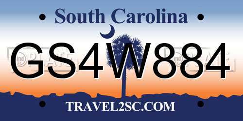 GS4W884 South Carolina License Plate