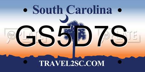 GS5D7S South Carolina License Plate