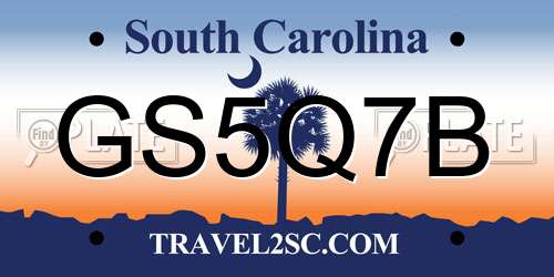 GS5Q7B South Carolina License Plate
