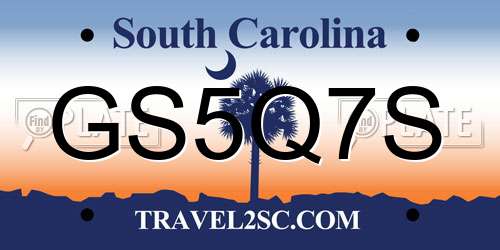 GS5Q7S South Carolina License Plate