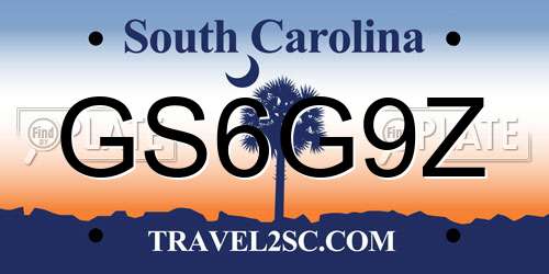 GS6G9Z South Carolina License Plate