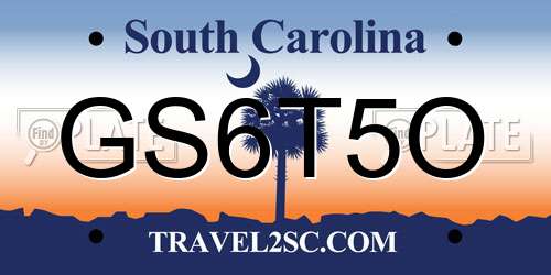 GS6T5O South Carolina License Plate