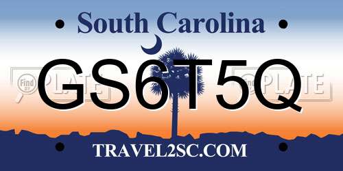 GS6T5Q South Carolina License Plate