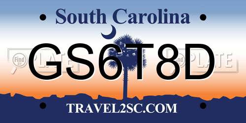 GS6T8D South Carolina License Plate