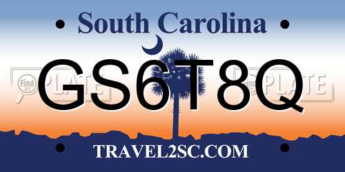 GS6T8Q South Carolina License Plate