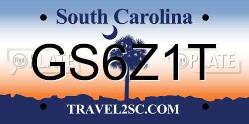 GS6Z1T South Carolina License Plate