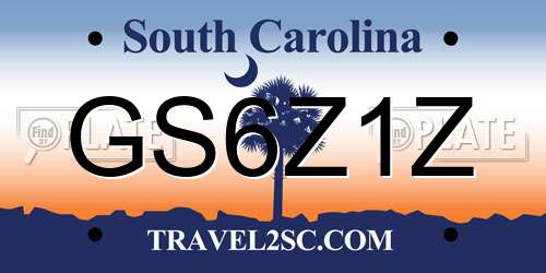 GS6Z1Z South Carolina License Plate