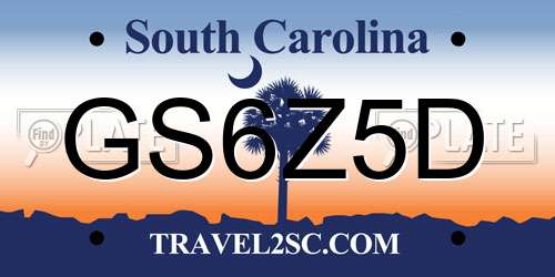 GS6Z5D South Carolina License Plate