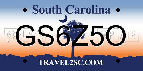 GS6Z5O South Carolina License Plate