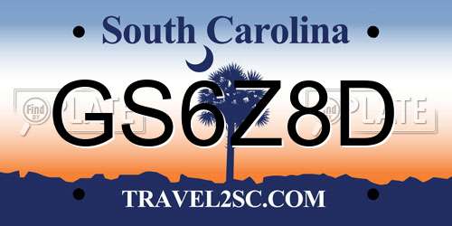 GS6Z8D South Carolina License Plate