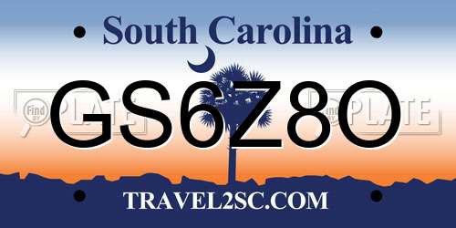 GS6Z8O South Carolina License Plate