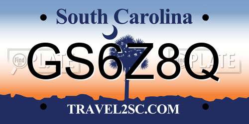 GS6Z8Q South Carolina License Plate