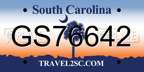 GS76642 South Carolina License Plate