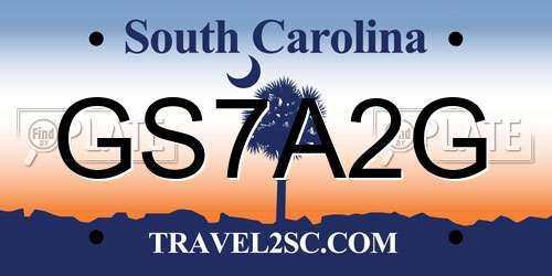 GS7A2G South Carolina License Plate