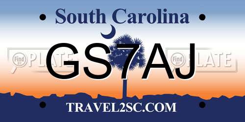 GS7AJ South Carolina License Plate