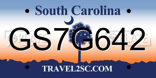 GS7G642 South Carolina License Plate