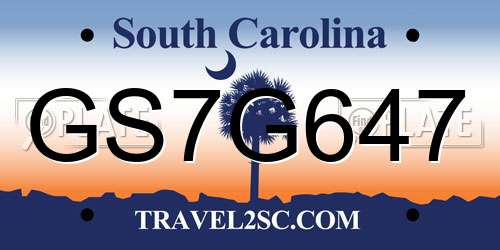 GS7G647 South Carolina License Plate