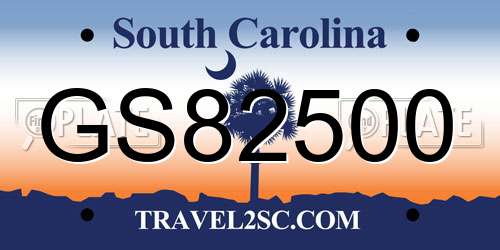 GS82500 South Carolina License Plate