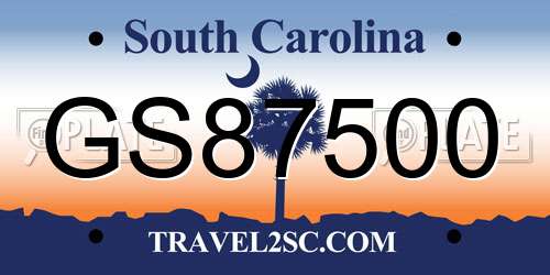 GS87500 South Carolina License Plate