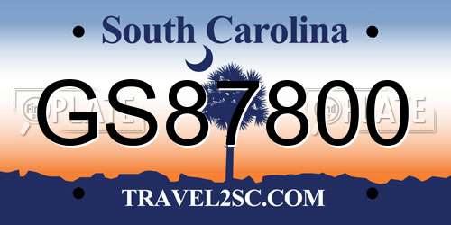 GS87800 South Carolina License Plate
