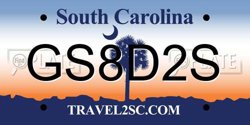 GS8D2S South Carolina License Plate
