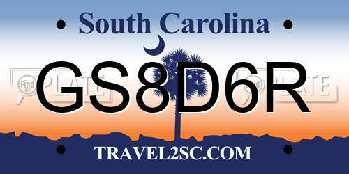 GS8D6R South Carolina License Plate
