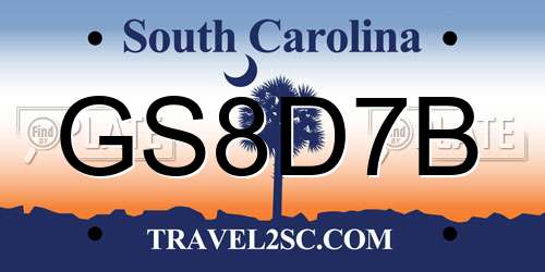 GS8D7B South Carolina License Plate