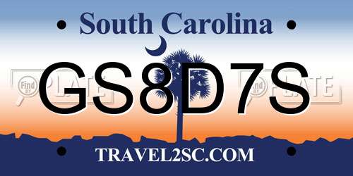 GS8D7S South Carolina License Plate