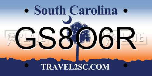 GS8O6R South Carolina License Plate