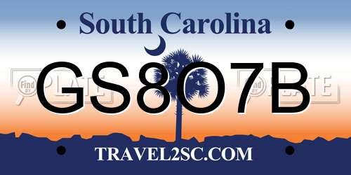 GS8O7B South Carolina License Plate