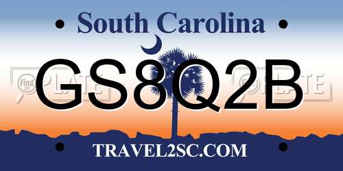 GS8Q2B South Carolina License Plate