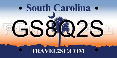 GS8Q2S South Carolina License Plate