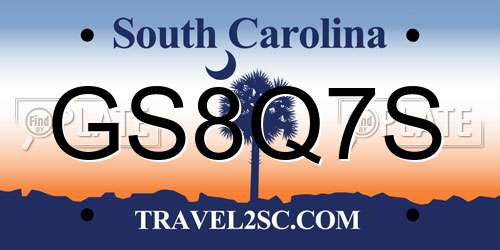 GS8Q7S South Carolina License Plate