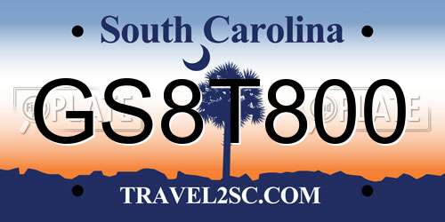 GS8T800 South Carolina License Plate