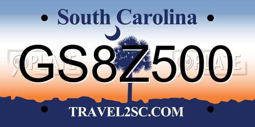 GS8Z500 South Carolina License Plate