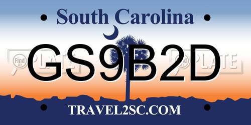 GS9B2D South Carolina License Plate