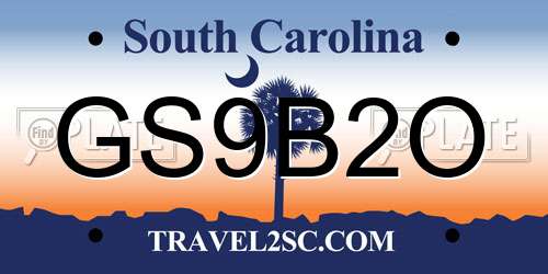GS9B2O South Carolina License Plate